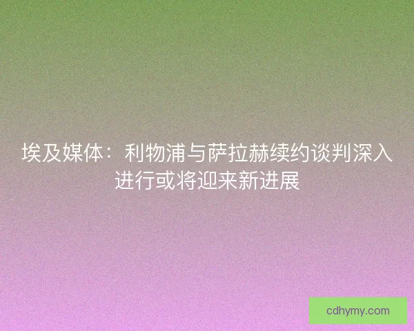 埃及媒体：利物浦与萨拉赫续约谈判深入进行或将迎来新进展