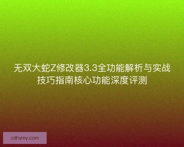 无双大蛇Z修改器3.3全功能解析与实战技巧指南核心功能深度评测