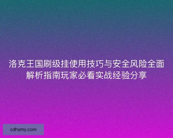 洛克王国刷级挂使用技巧与安全风险全面解析指南玩家必看实战经验分享