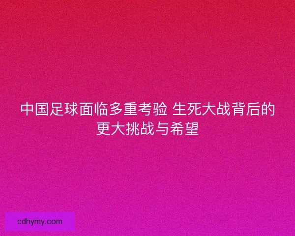 中国足球面临多重考验 生死大战背后的更大挑战与希望